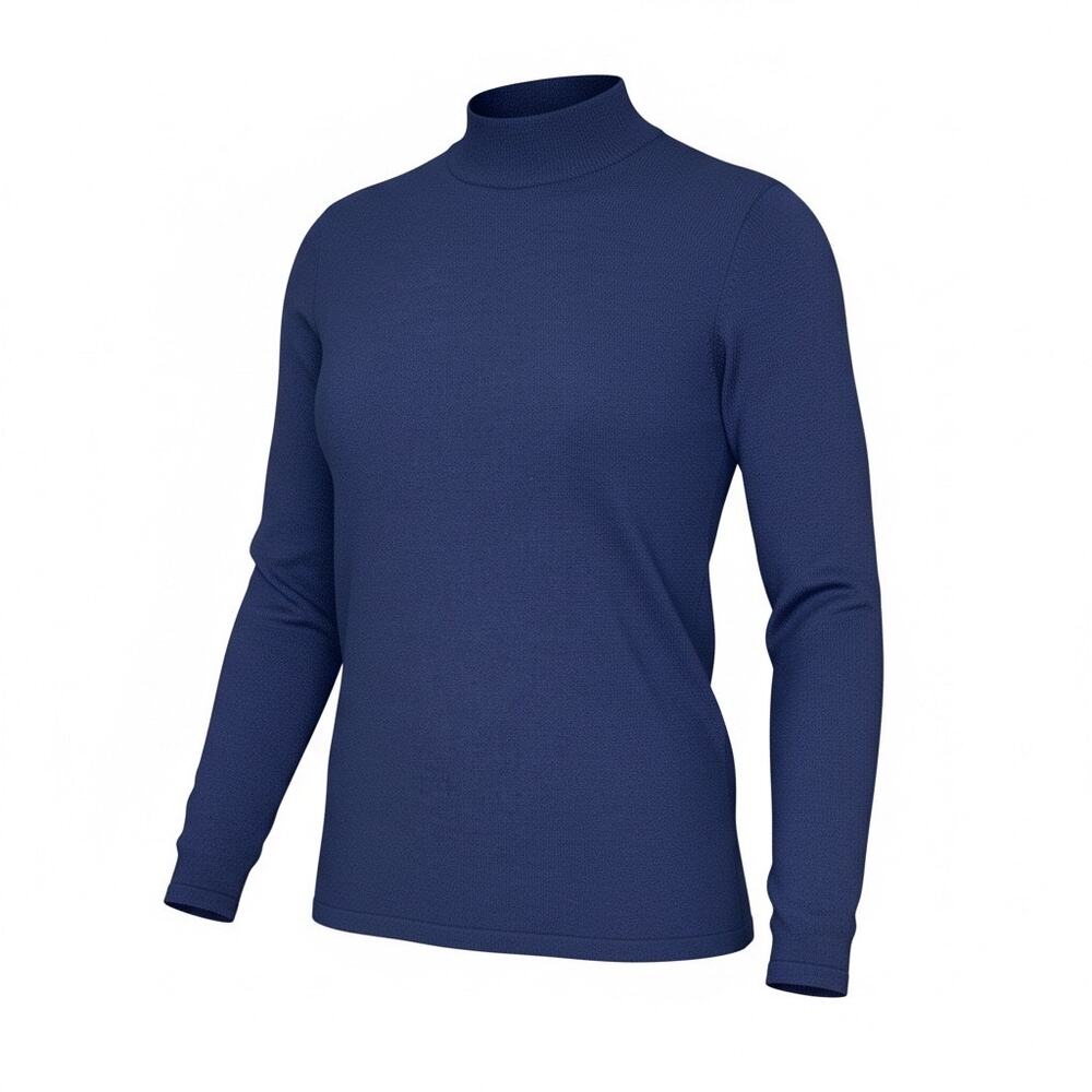 Joan Rivers Sweater Women S Navy Blue Mock Neck Layering Cotton Blend Comfy
